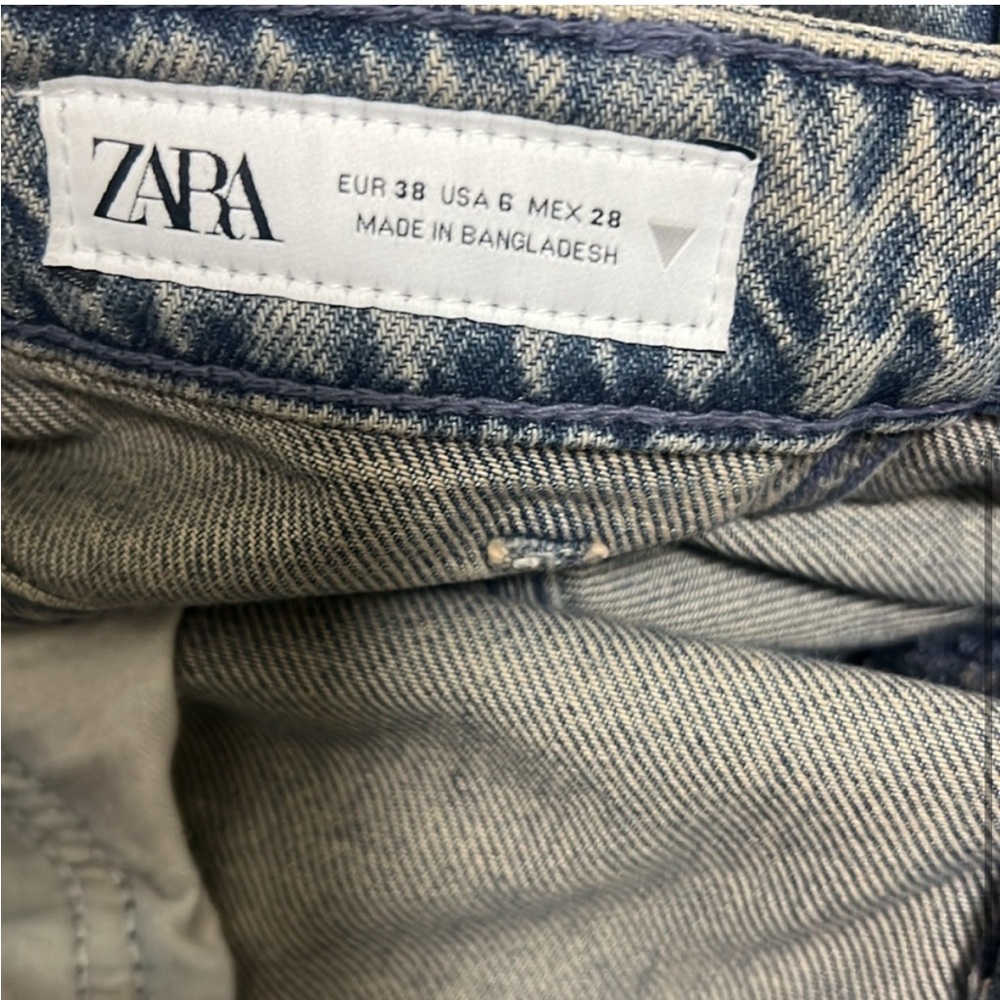 Zara Light Blue Cargo Pants Relaxed Fit Denim bloggers favorite cargo pants - Picture 3 of 4